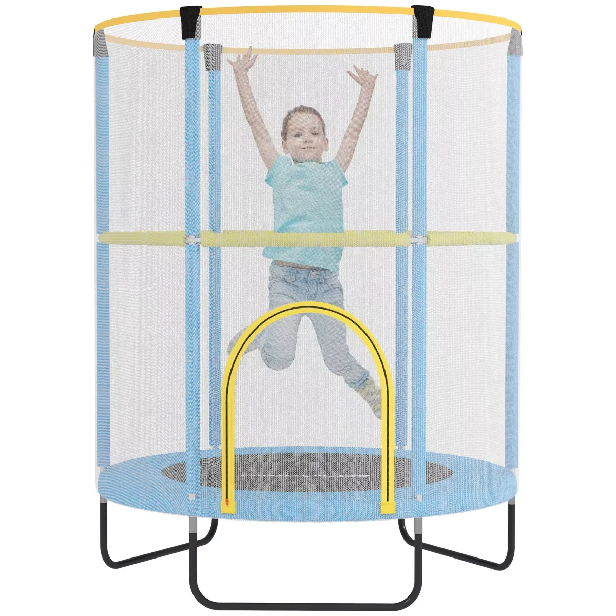 KINDER TRAMPOLIN, Blau+Gelb, Stahl, Kunststoff