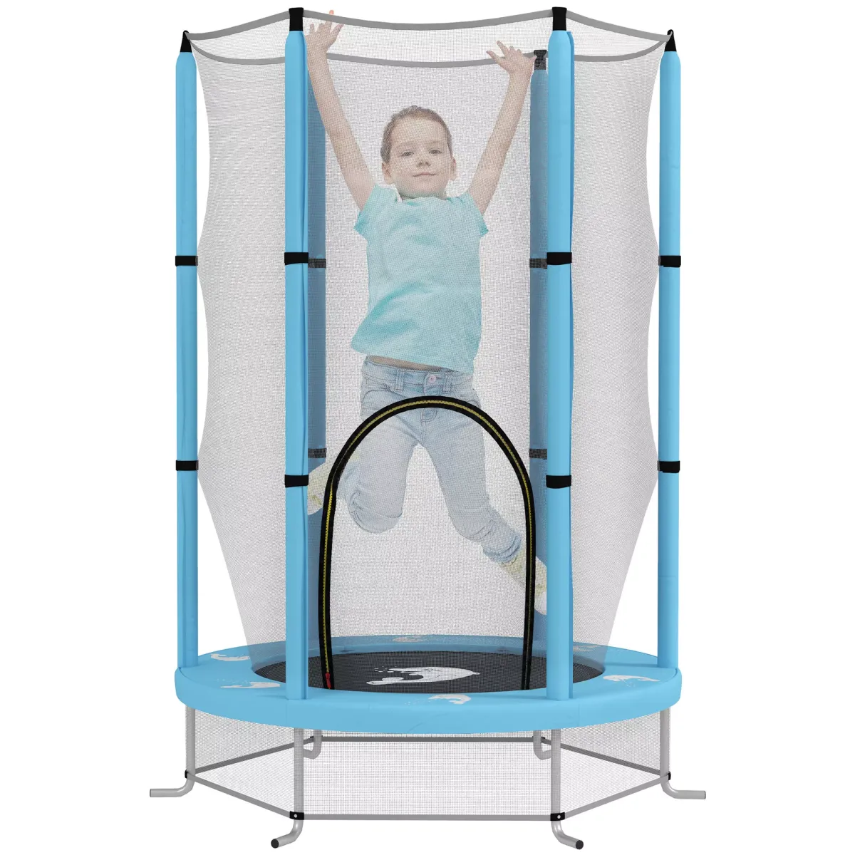 KINDER TRAMPOLIN, Hellblau, Stahl, Kunststoff