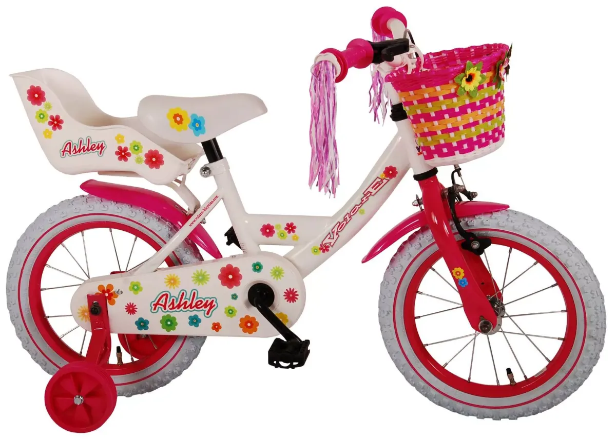 KINDERFAHRRAD Ashley - Mädchen - 14 Zoll - Rücktritt + Handbremse - Weiß