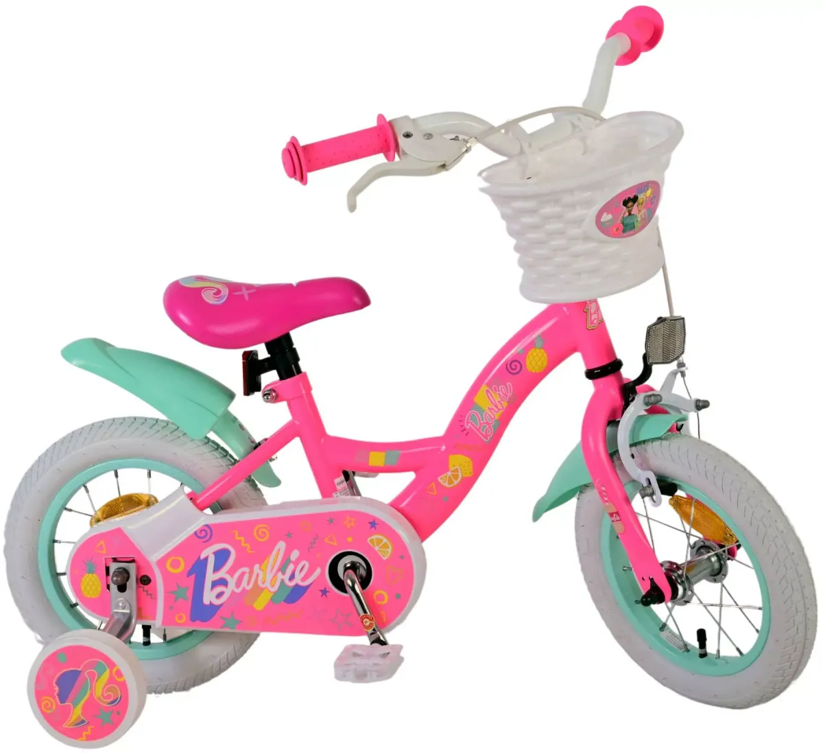 KINDERFAHRRAD Barbie - Mädchen - 12 Zoll - Rücktritt + Handbremse - Rosa