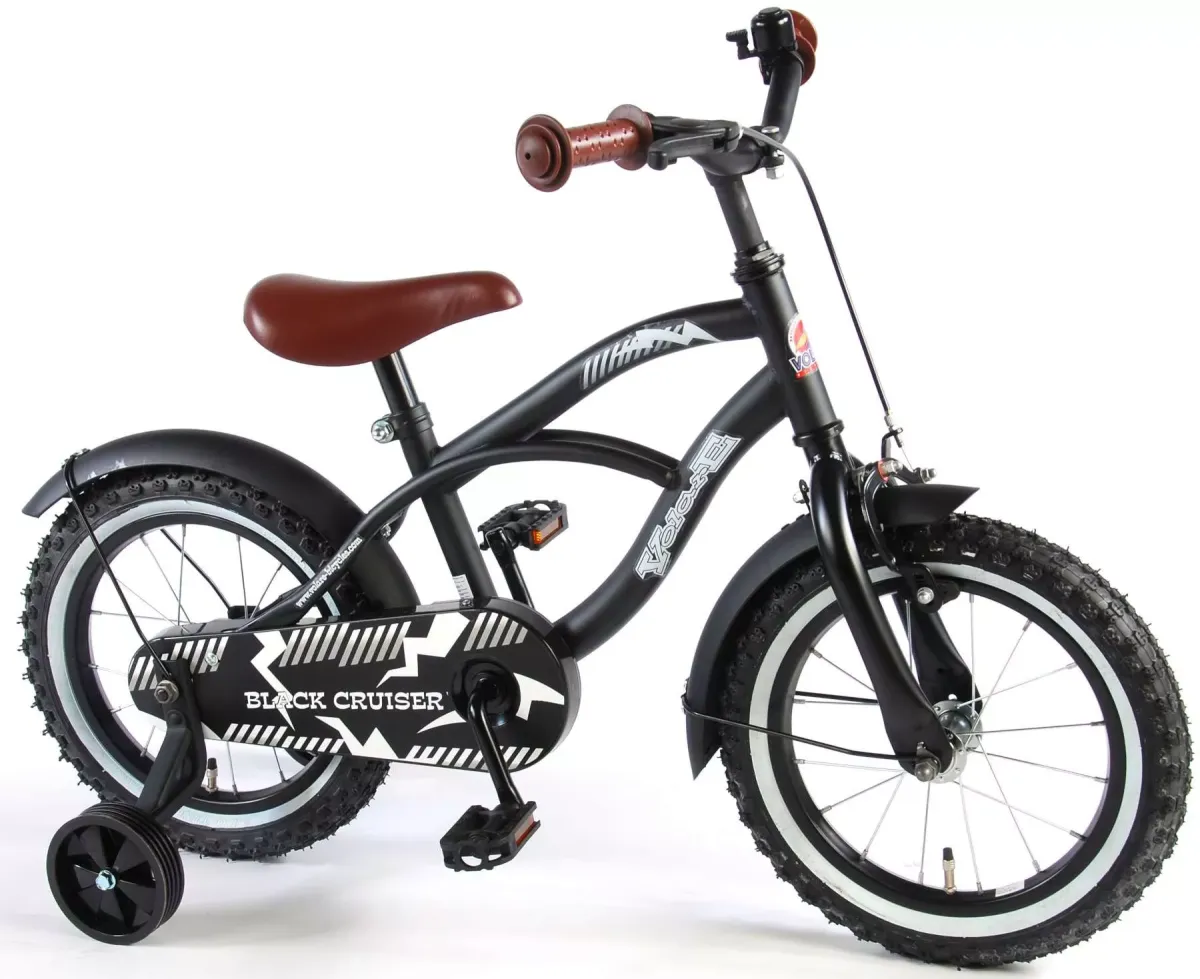 KINDERFAHRRAD Black Cruiser - Jungen - 14 Zoll - Rücktritt + Handbremse - Schwarz