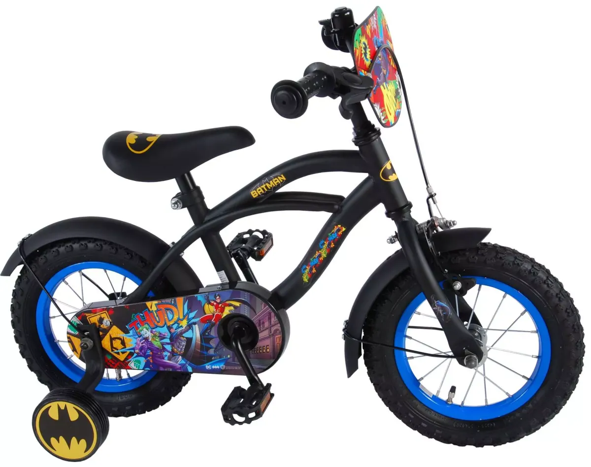 KINDERFAHRRAD DC Batman - Jungen - 12 Zoll - Rücktritt + Handbremse - Schwarz