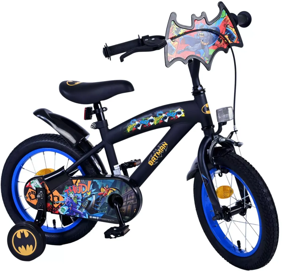 KINDERFAHRRAD DC Batman - Jungen - 14 Zoll - Rücktritt + Handbremse - Schwarz
