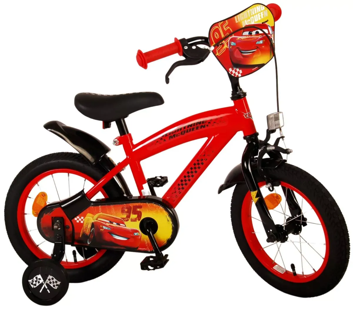 KINDERFAHRRAD Disney Cars - Jungen - 14 Zoll - Rücktritt + Handbremse - Rot