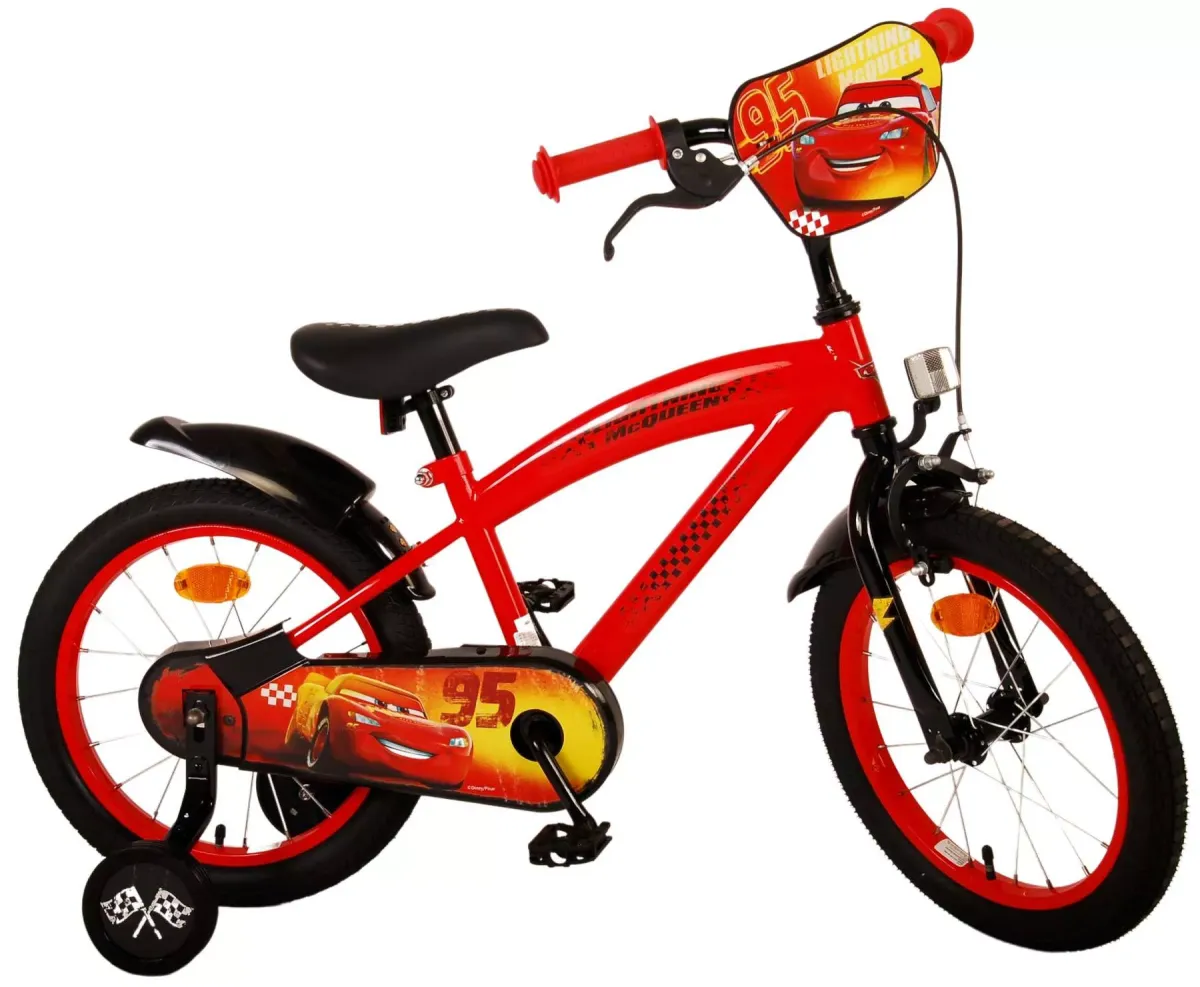 KINDERFAHRRAD Disney Cars - Jungen - 16 Zoll - Rücktritt + Handbremse - Rot