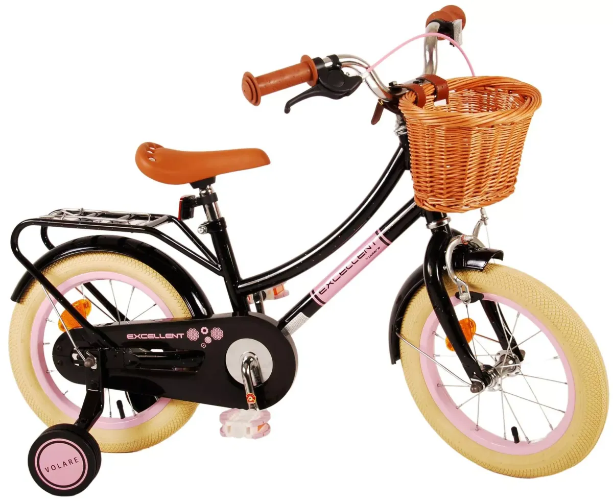 KINDERFAHRRAD Excellent - Mädchen - 14 Zoll - Rücktritt + Handbremse - Schwarz