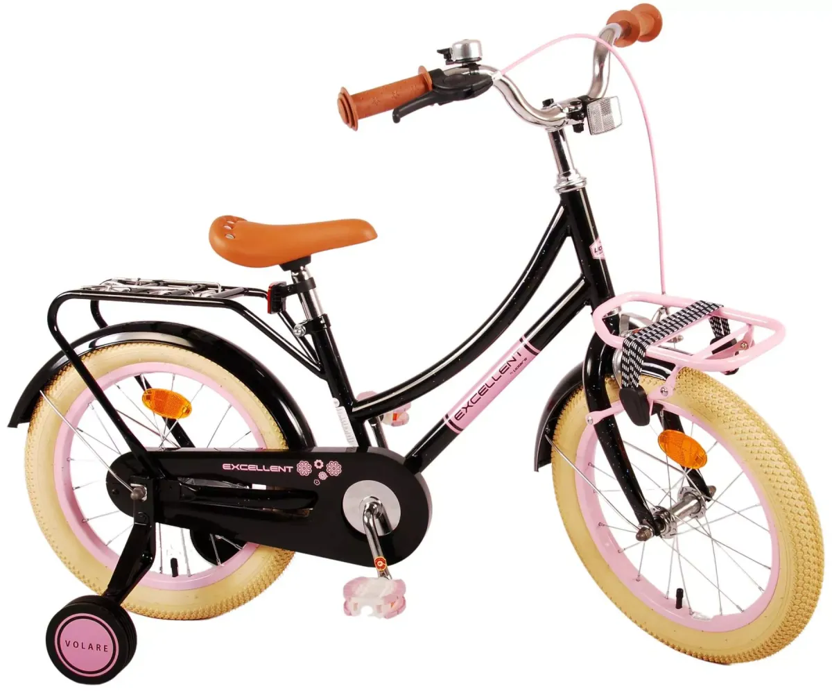 KINDERFAHRRAD Excellent - Mädchen - 16 Zoll - Rücktritt + Handbremse - Schwarz