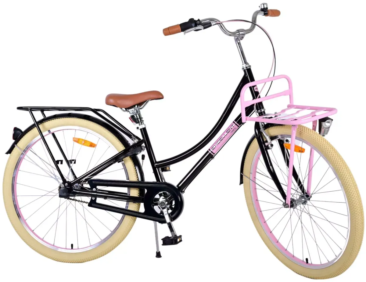 KINDERFAHRRAD Excellent - Mädchen - 26 Zoll - 3 Gänge - Rücktritt + Handbremse - Schwarz