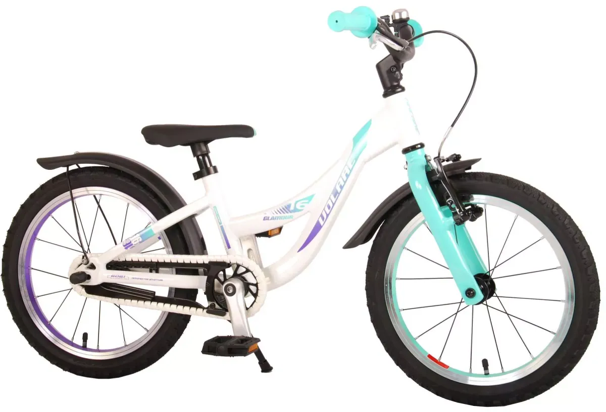 KINDERFAHRRAD Glamour - Mädchen - 16 Zoll - Rücktritt + Handbremse - Perlmutt Mintgrün