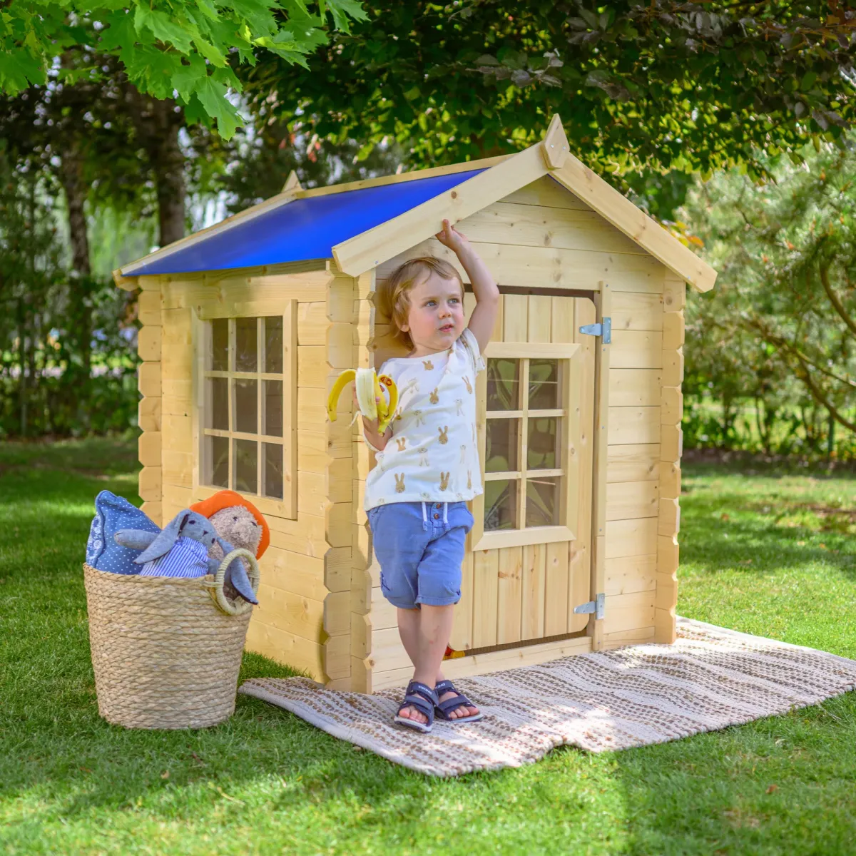 KINDERSPIELHAUS aus Holz - 111x113xH121 cm/0.9 m2 - M570M-1