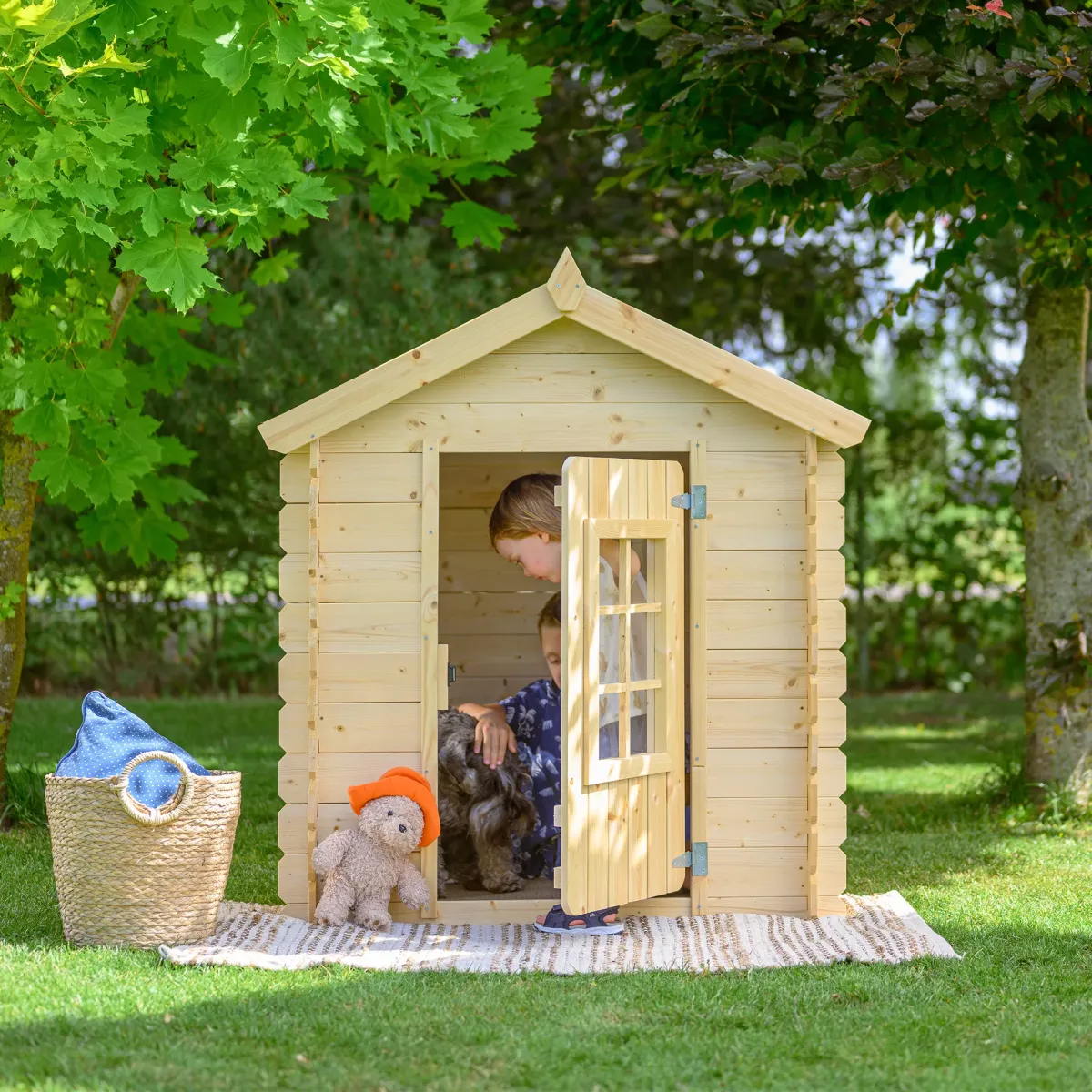 KINDERSPIELHAUS aus Holz - 111x113xH121 cm/0.9 m2 - M570R-1