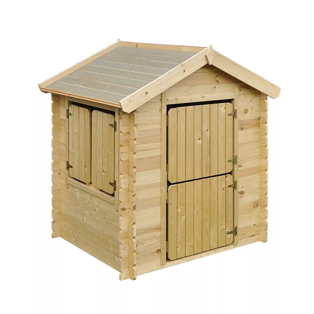 KINDERSPIELHAUS aus Holz 1,1m2 - MIT BÖDEN – B112xL146xH145 cm - M516