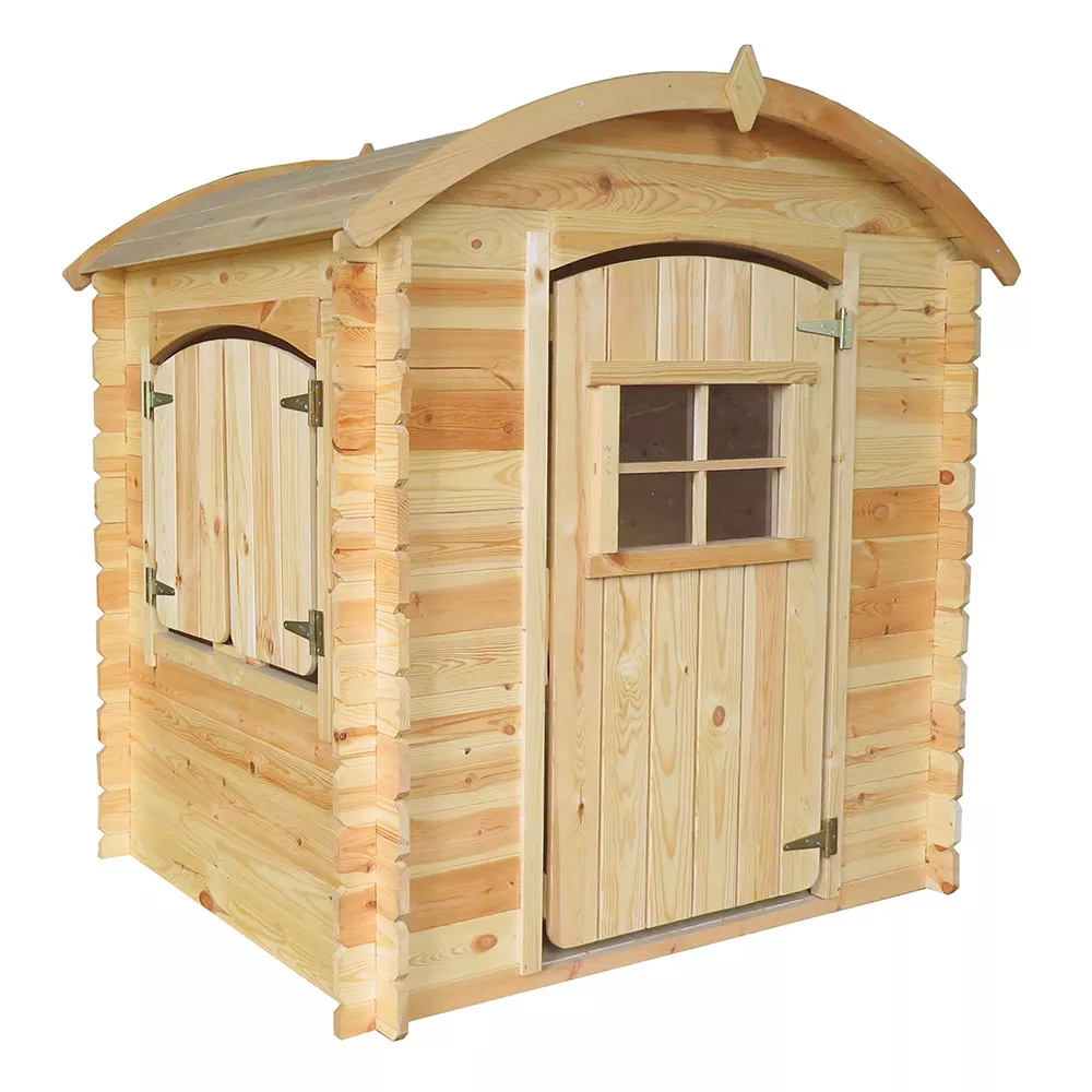 KINDERSPIELHAUS aus Holz MIT BÖDEN - B112xL146xH145 cm/1,1m2 - M505