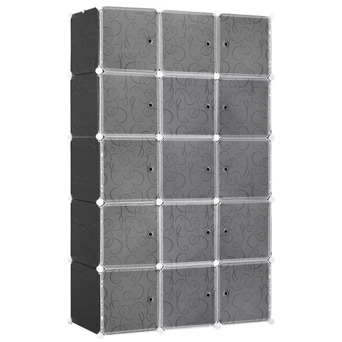 KLEIDERSCHRANK mit 2 große und 9 kleinen Würfeln, Schwarz, 111 x 47 x 183 cm