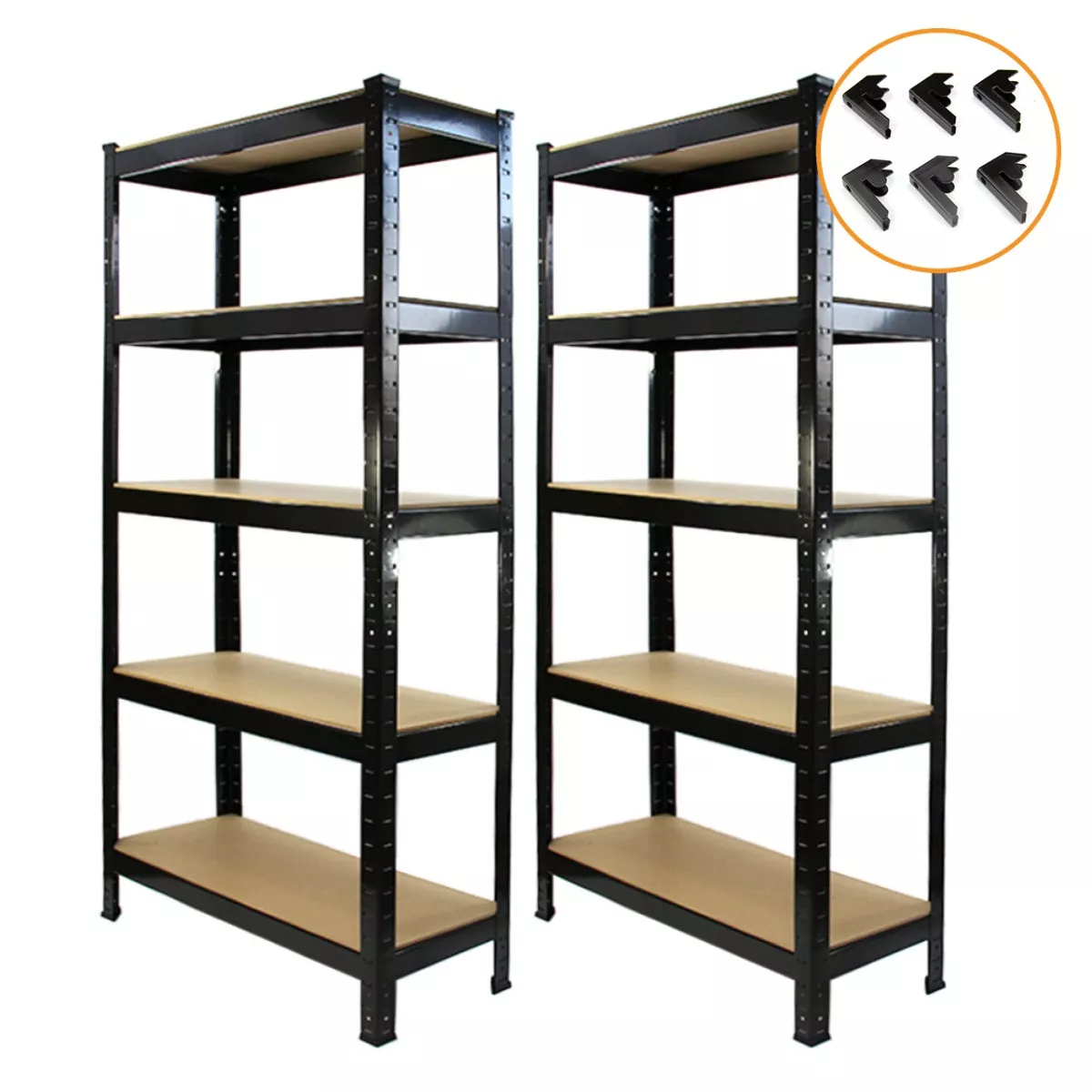 LAGERREGAL 2 x T-RAX 75cm x 150cm x 30cm Schwarz mit Gratis Verbindungsstücke
