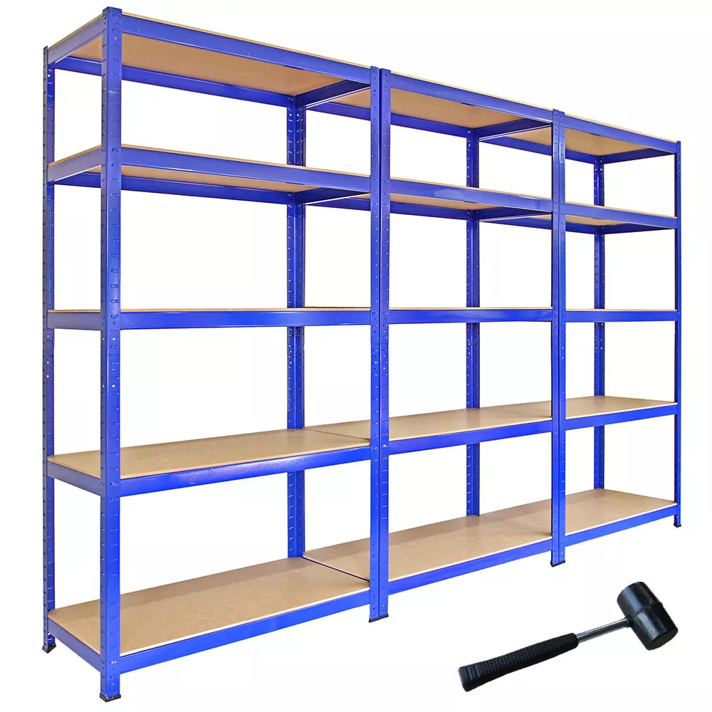 LAGERREGAL 3 x T-Rax 90cm Blau mit Gratis Gummihammer