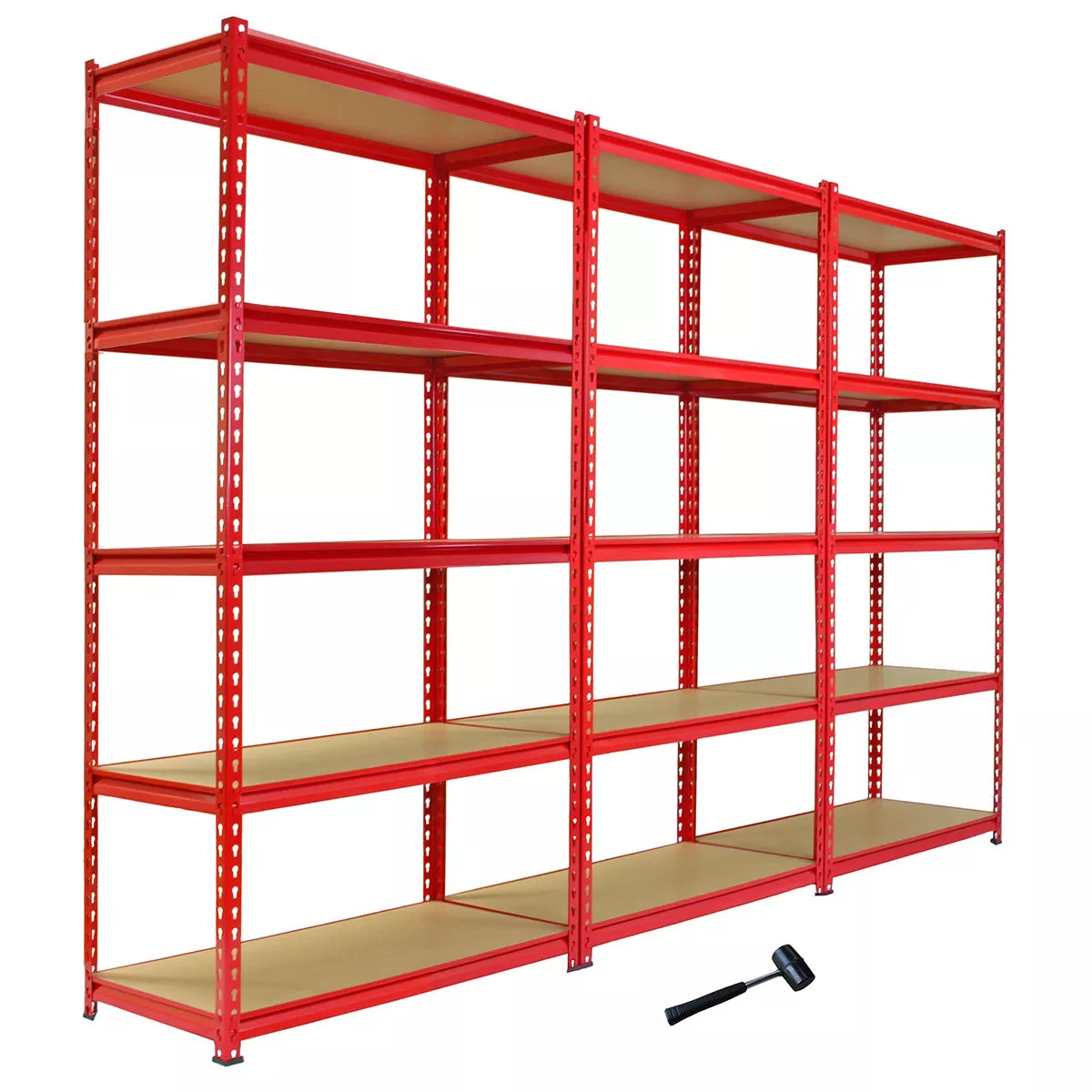 LAGERREGAL 3 x Z-Rax Rot 90cm mit Gratis Gummihammer