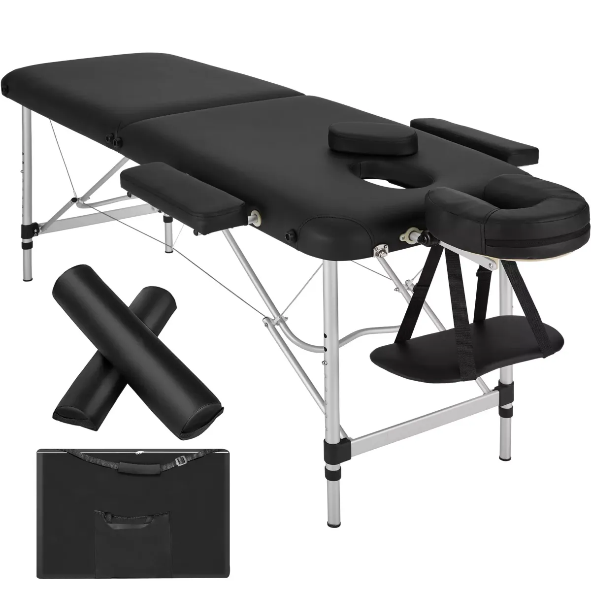 MASSAGELIEGE 2 Zonen, 210 x 95 x 89 cm,schwarz