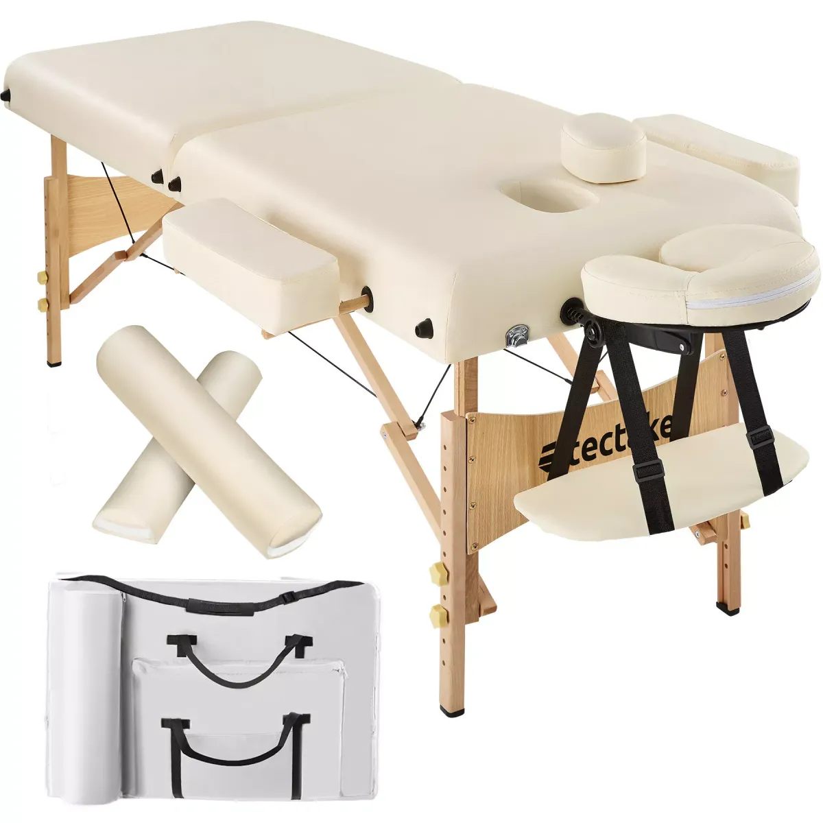 MASSAGELIEGE 2 Zonen, 220 x 83 x 87,5 cm,beige