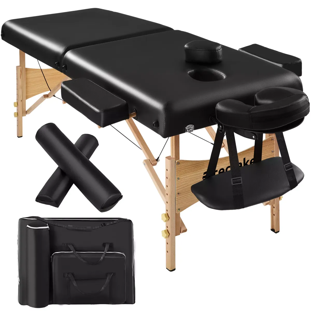 MASSAGELIEGE 2 Zonen, 220 x 83 x 87,5 cm,schwarz