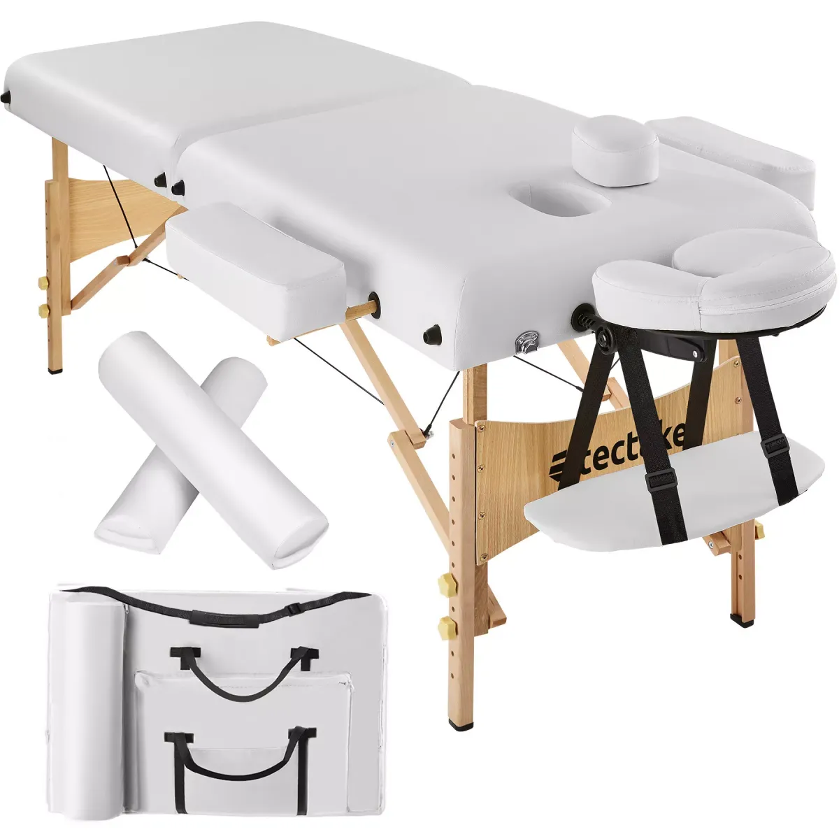MASSAGELIEGE 2 Zonen, 220 x 83 x 87,5 cm,weiß