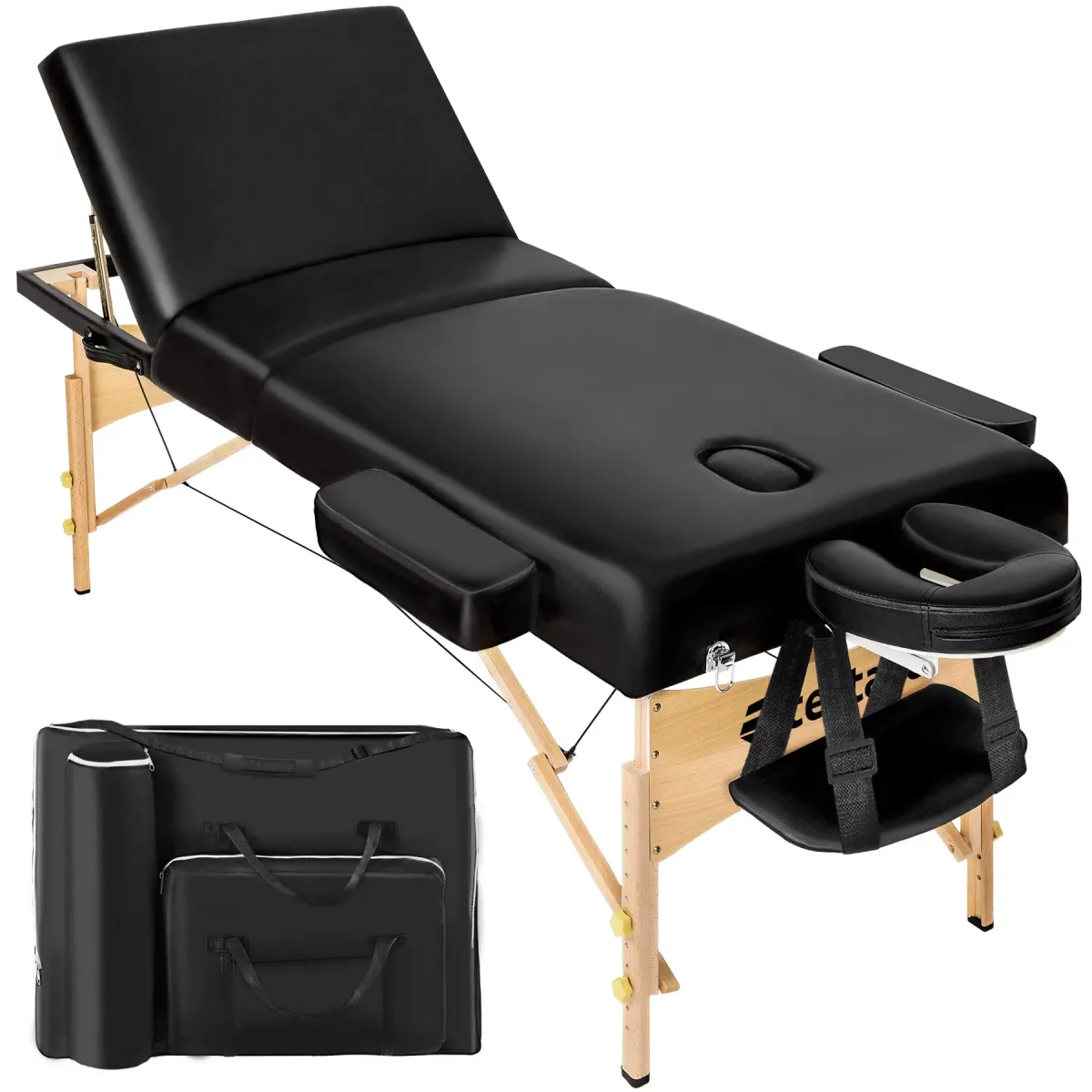 MASSAGELIEGE 3 Zonen, 218 x 102 x 90 cm,schwarz