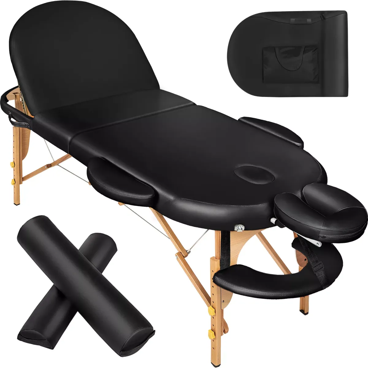 MASSAGELIEGE 3 Zonen, 230 x 104 x 85 cm,schwarz