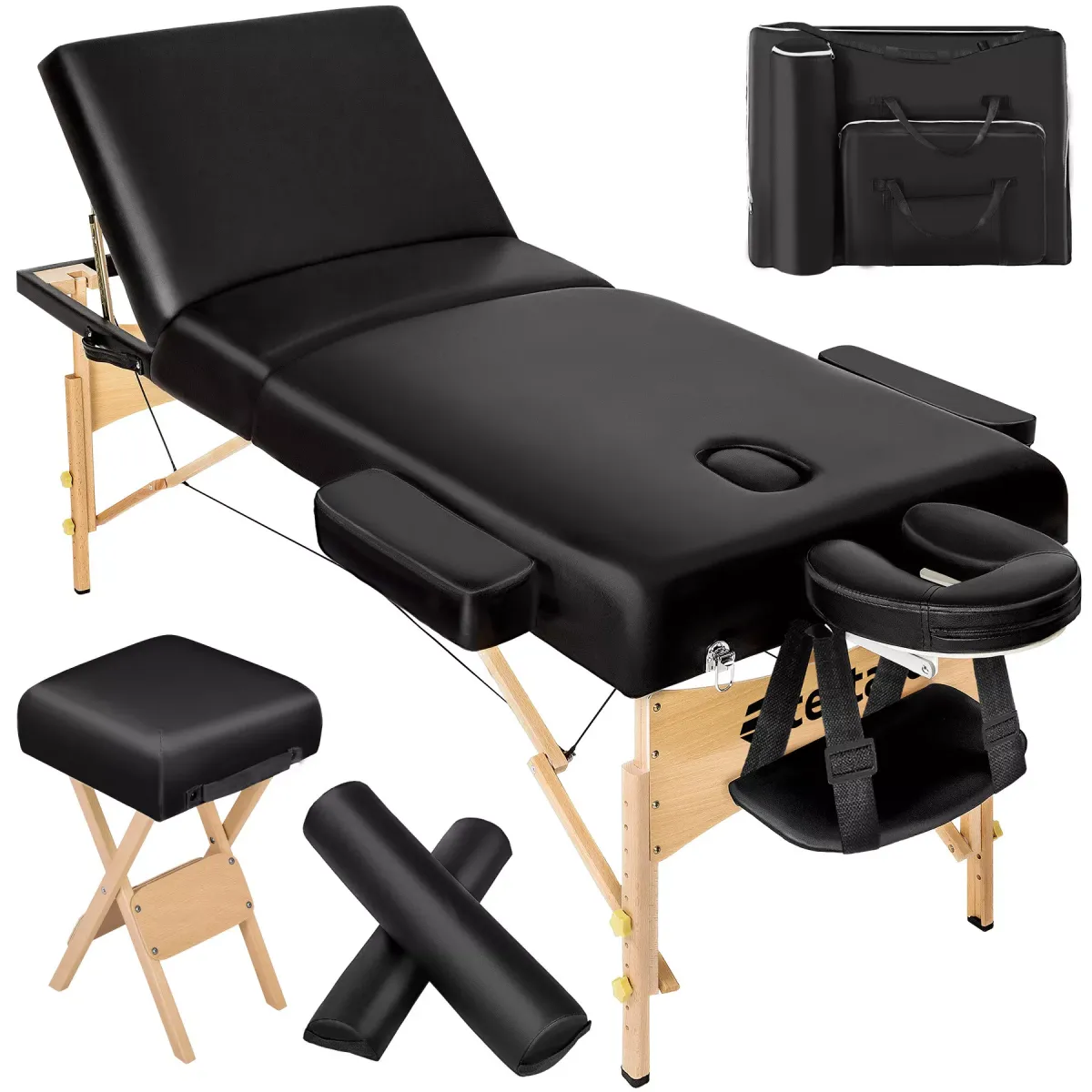 MASSAGELIEGE-SET 3 Zonen, 218 x 102 x 90 cm,schwarz