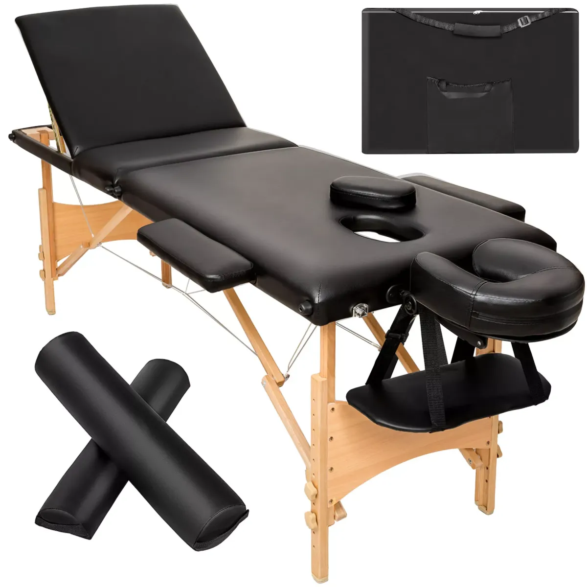 MASSAGELIEGE-SET 3 Zonen Daniel,210 x 95 x 84 cm,schwarz
