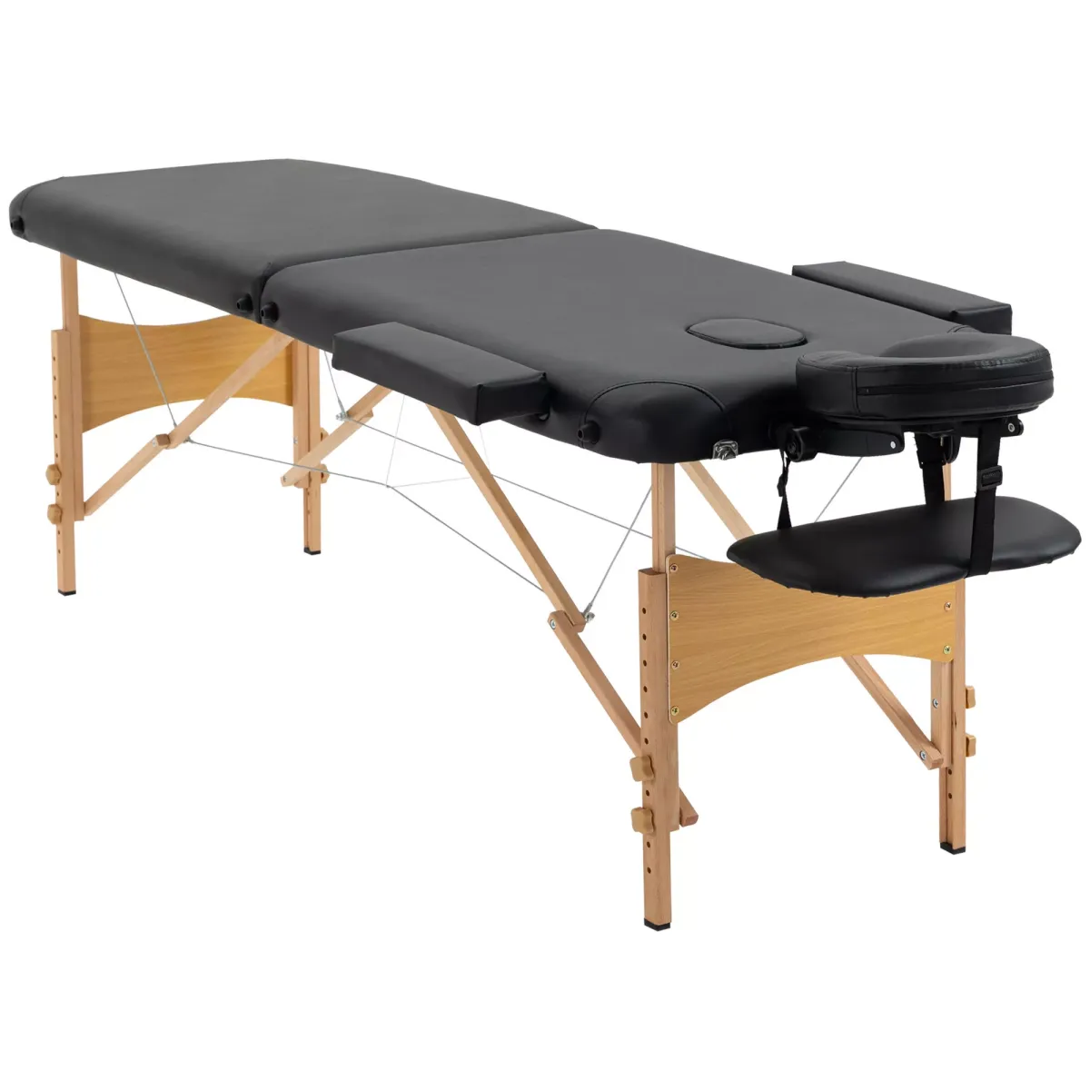 MASSAGETISCH, Kunstleder, Holz, Schwarz