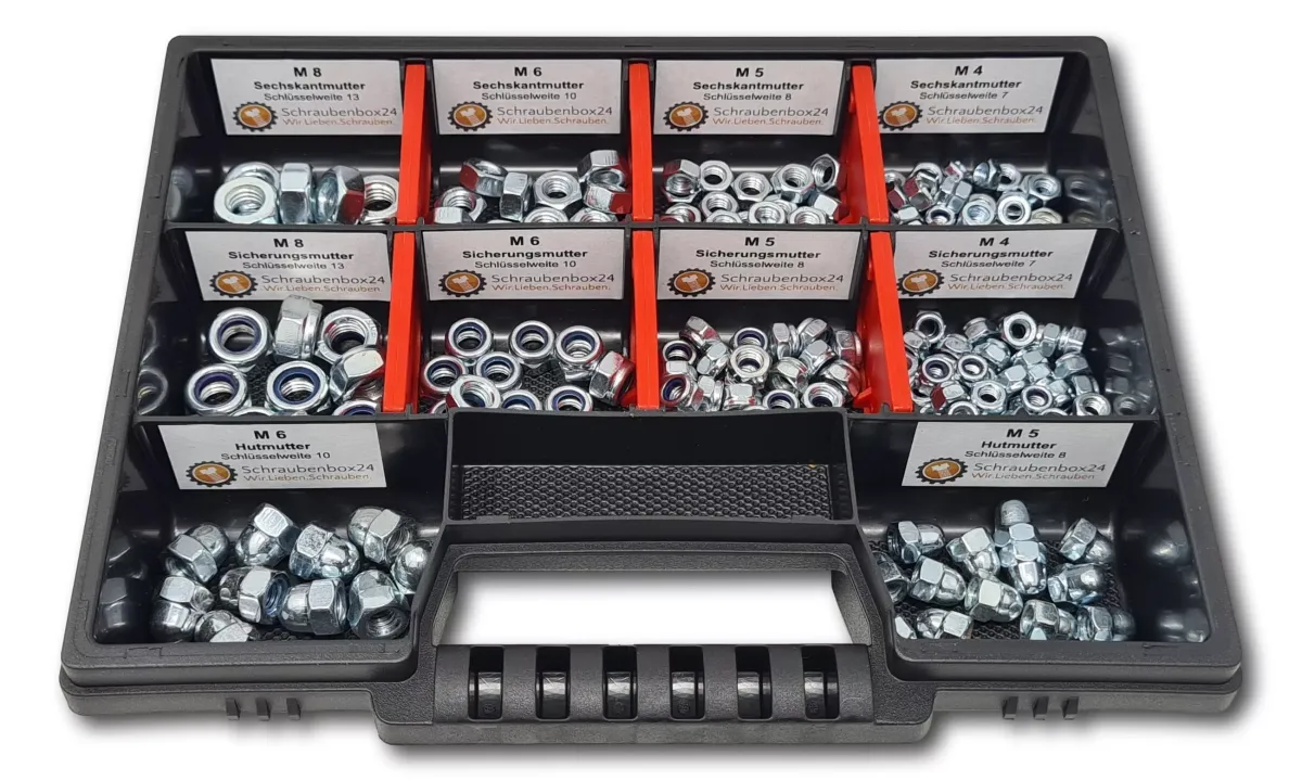 MUTTERN Sortiment M4-M5-M6-M8 235 tlg. Schraubenbox