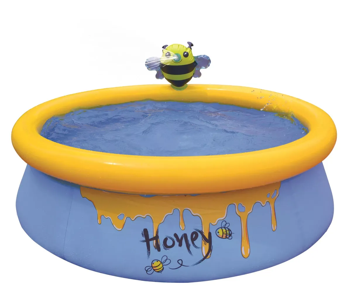 PLANSCHBECKEN Aufstellpool Pool rund 150 x 41 cm blau-gelb 3D Bienen