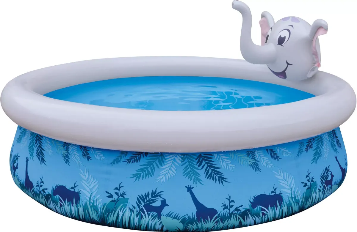 PLANSCHBECKEN Aufstellpool Pool rund 205 x 47 cm 3D wassersprühender Elefant