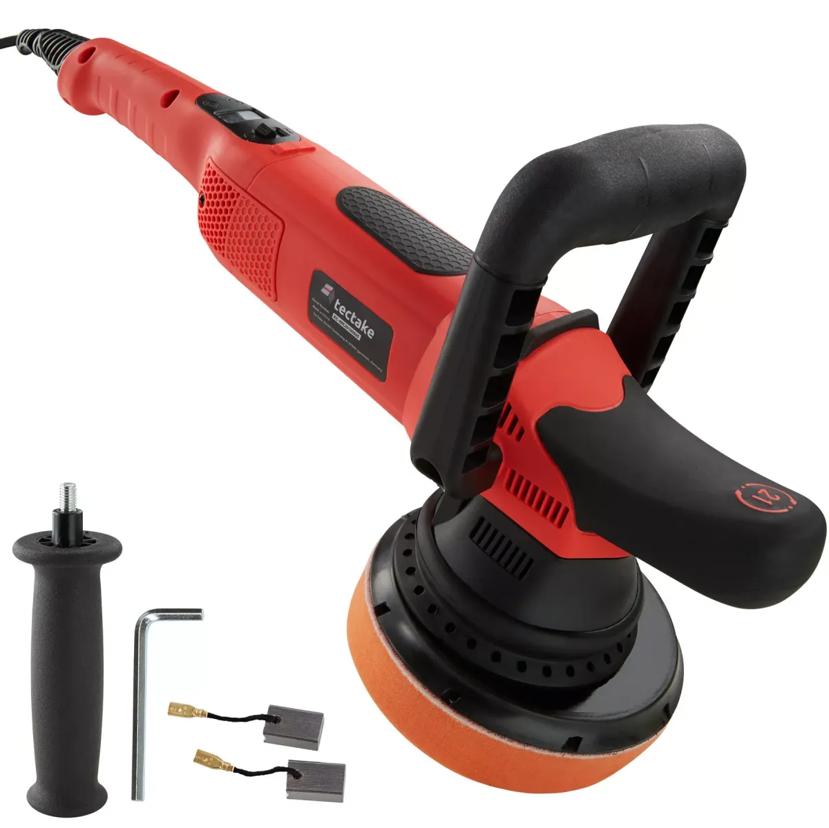 POLIERMASCHINE 3er Set Exzenter, inklusive 2 Ersatzkohlen,schwarz/rot