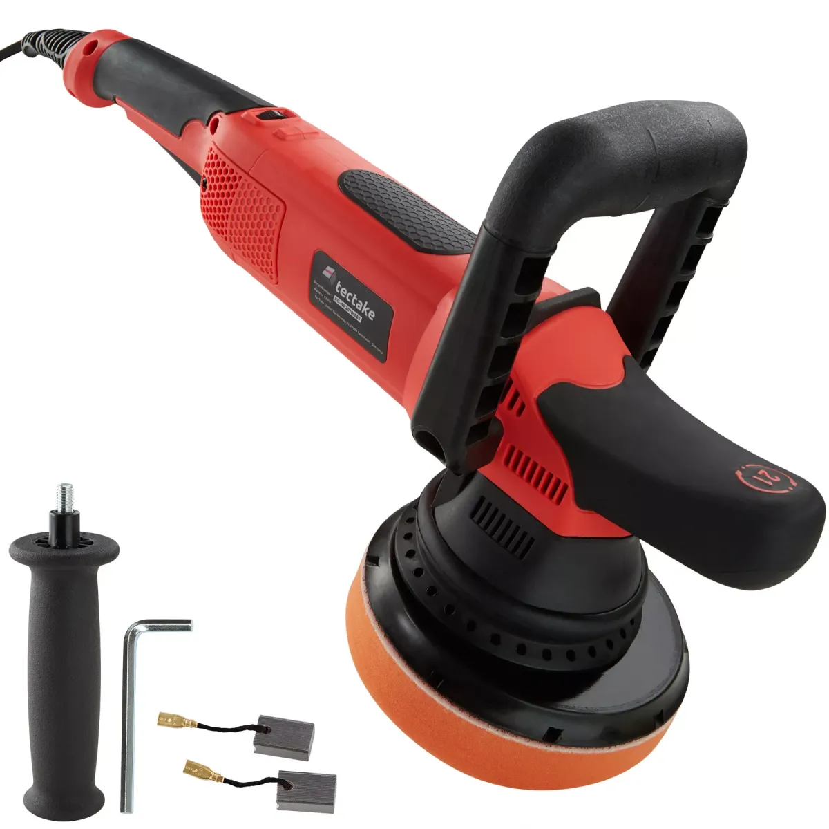 POLIERMASCHINE 3er Set Exzenter, inklusive 2 Ersatzkohlen,schwarz/rot
