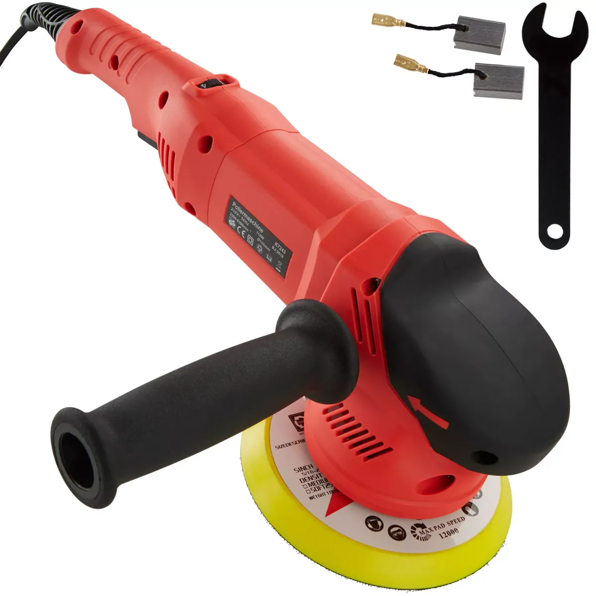 POLIERMASCHINE 3er Set Exzenter, inklusive 2 Ersatzkohlen,schwarz/rot