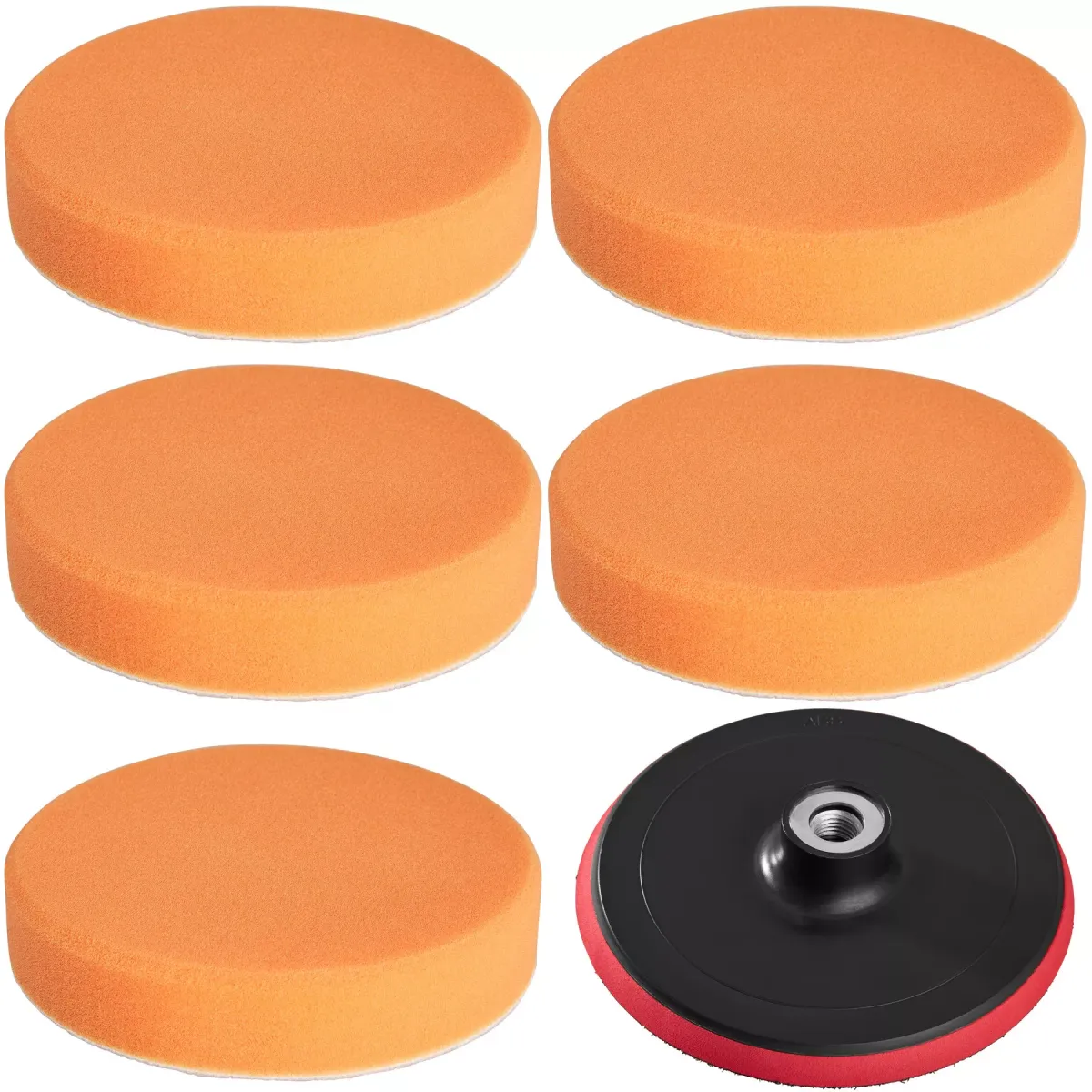 POLIERSCHWAMM 6er Set, Befestigung mit Klettverschluss, orange