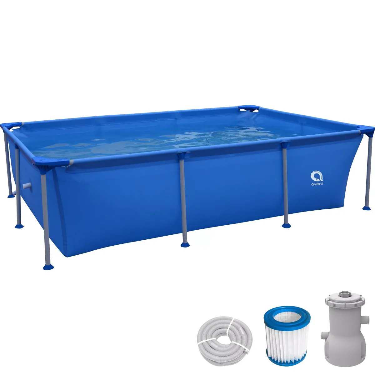 POOL Komplettset Framepool rechteckig 258 x 179 x 66 cm blau mit Filterpumpe
