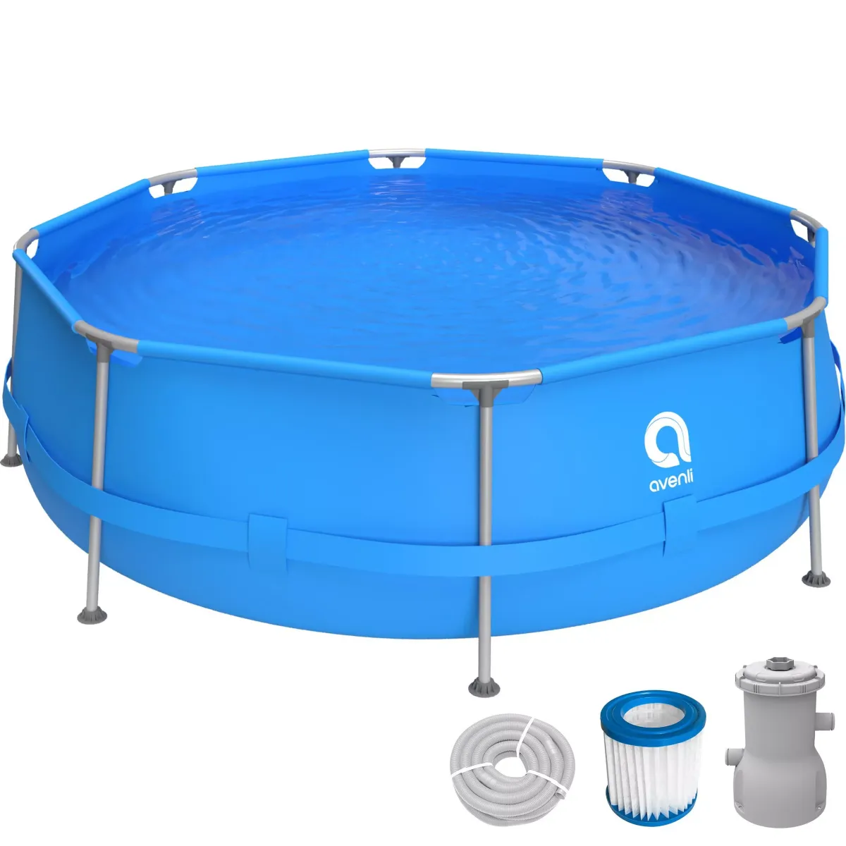 POOL Komplettset Framepool rund 300 x 76 cm blau mit Filterpumpe