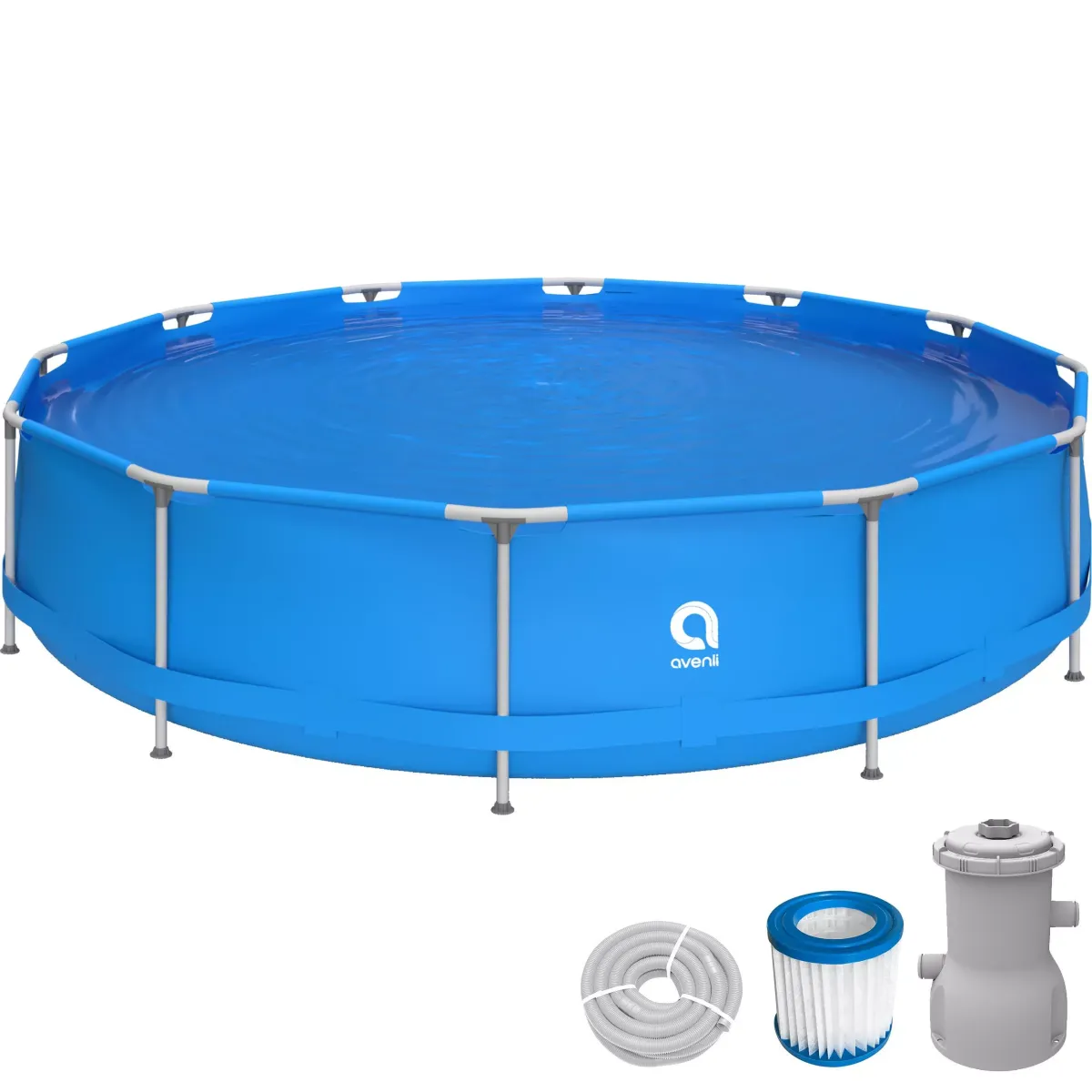 POOL Komplettset Framepool rund 420 x 84 cm blau mit Filterpumpe