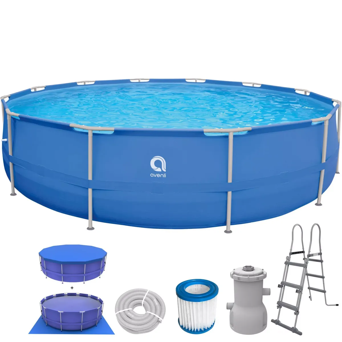 POOL Komplettset Framepool rund 450 x 90 cm blau mit Filterpumpe