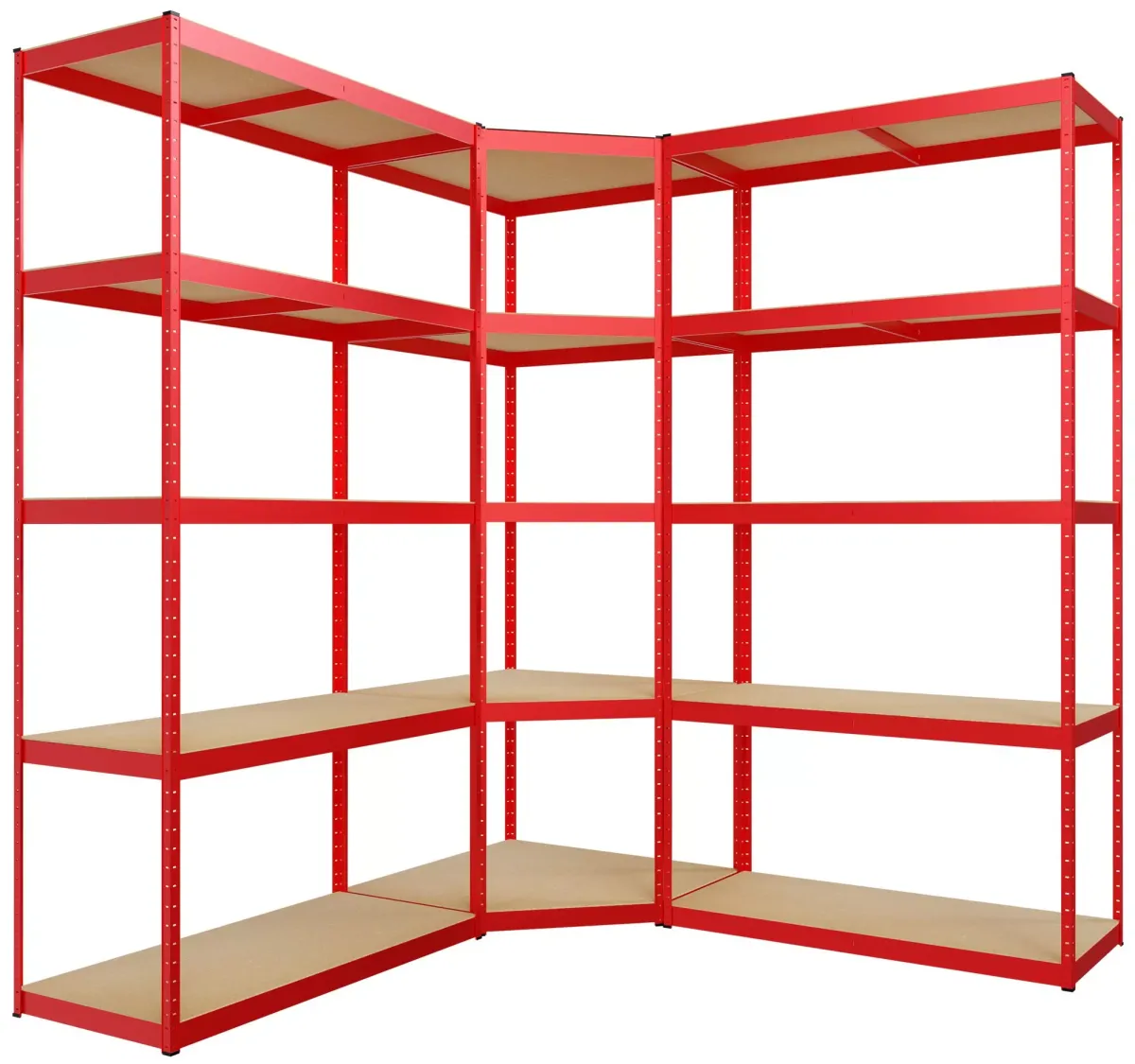 REGALSYSTEM 2 Lagerregal mit 1 Eckregal Metall rot