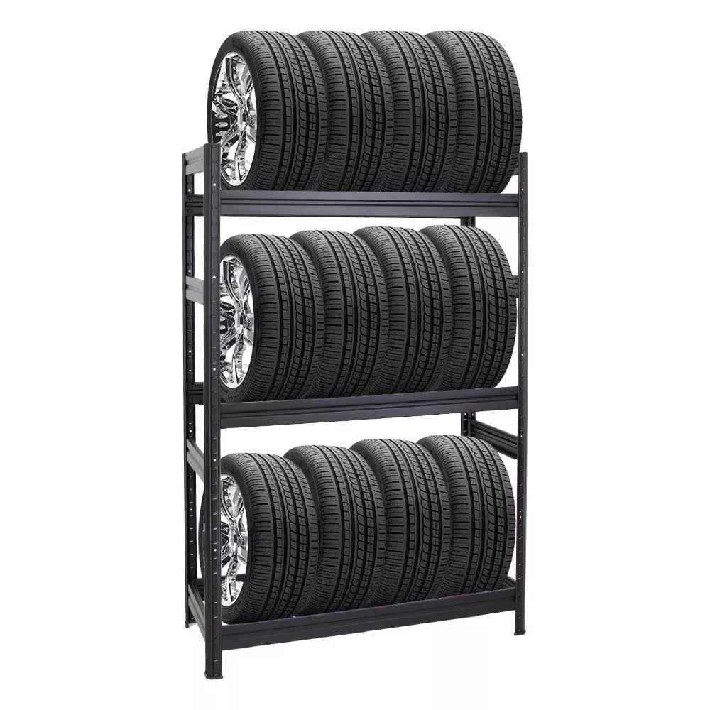 REIFENREGAL Dino 180x120x50 cm 150 kg Fachlast bis zu 12 Reifen auf 3 Ebenen Schwarz