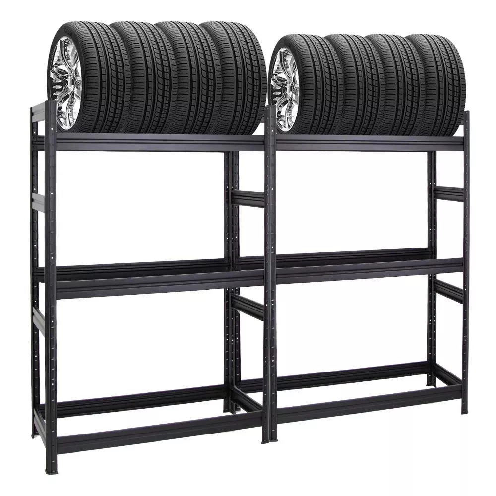 REIFENREGAL Dino 2er-Set mit 2x 180x120x50 cm Fachlast 150 kg bis zu 24 Reifen Schwarz