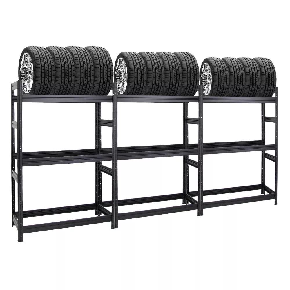 REIFENREGAL Dino 3er-Set mit 3x 180x120x50 cm Fachlast 150 kg bis zu 36 Reifen Schwarz