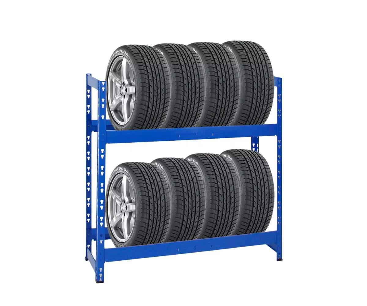 REIFENREGAL Tiger 100x110x35 cm 150 kg Fachlast bis zu 8 Reifen auf 2 Ebenen Blau