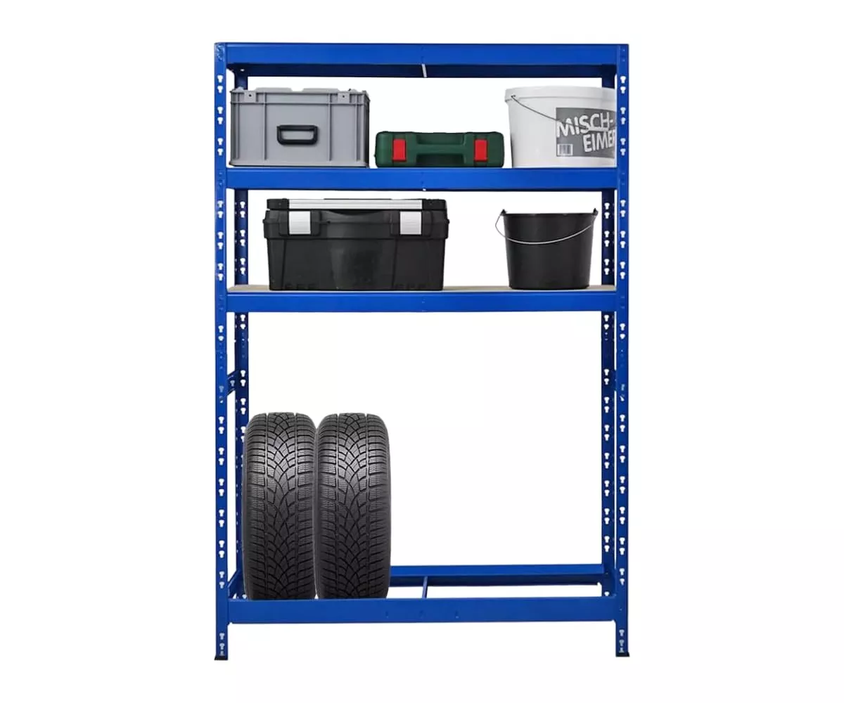 REIFENREGAL Tiger 180x120x40 cm bis zu 6 Reifen auf 1 Ebene + 3 Ablagen Blau