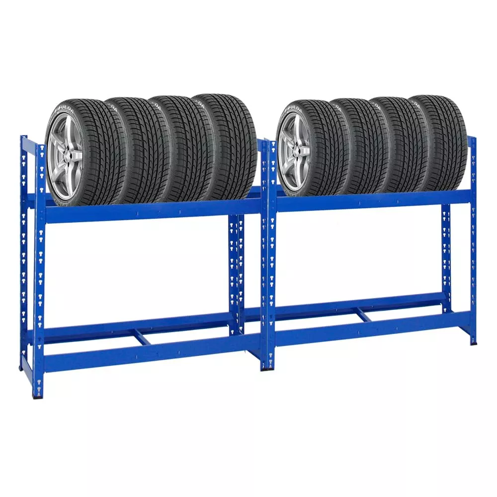 REIFENREGAL Tiger 2er-Set mit 2x 100x110x35 cm 150 kg Fachlast bis zu 16 Reifen mit Ebenen Blau