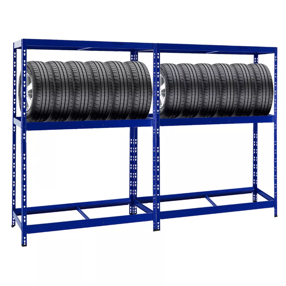 REIFENREGAL Tiger 2er-Set mit 2x 180x130x50 cm bis zu 24 Reifen mit Fachboden Blau