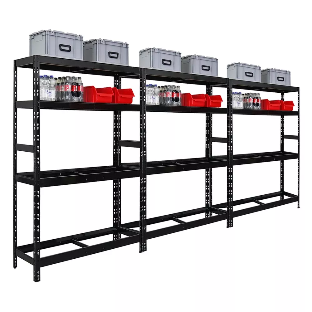 REIFENREGAL Tiger 3er-Set 180x120x40 cm bis zu 12 Reifen auf 2 Ebenen mit 2 Fachboden Schwarz